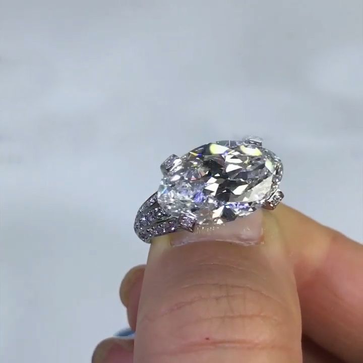 Jzora Handmade Oval Cut Vintage Sterling Silver Wedding Engagement Ring
