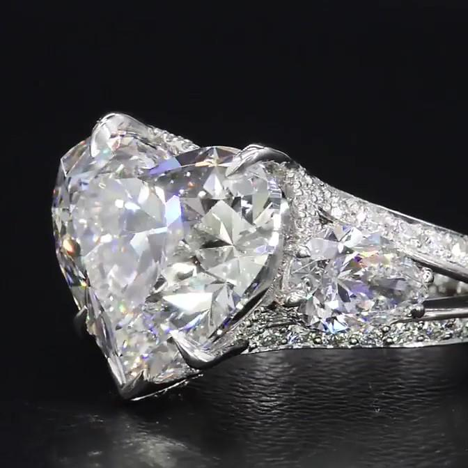 Jzora heart cut vintage created diamond sterling silver wedding ring engagement ring